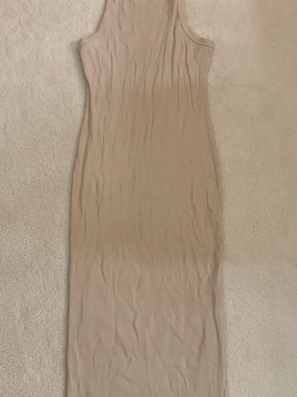 Justify Ribbed Tank Midi Dress in Light Beige